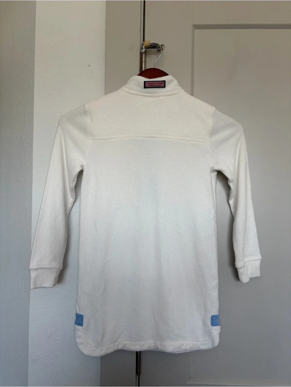 VINEYARD VINES QUARTER-ZIP FLEECE PULLOVER/SWIM COVER -UP DRESS WHITE KIDS SMALL